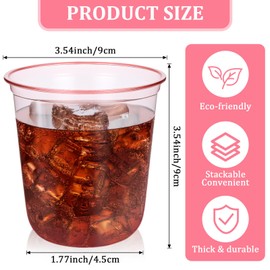 Pafeooui 50 Pcs Disposable Stemless Glasses, 12oz Crystal Plastic Drinking Cups, Clear Classic Wine Glasses for Meeting Weddings Birthdays Cocktail Graduation Party Supplies
