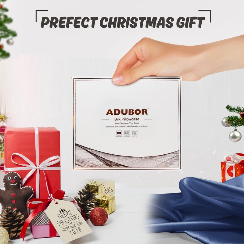 Adubor Silk Pillowcase for Hair and Skin with Hidden Zipper,