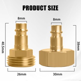 PF247007 Quick Connect Hose Fittings kit, 1/2" Quick Connector to GHT 3/4" Hose Fitting for Garden Hose RV Spray Port Outlet and Spray Away