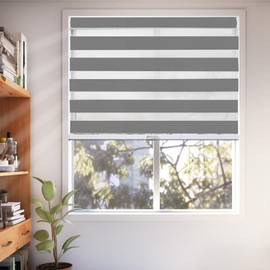 CHICOLOGY Zebra Blinds , Roller Window Shades , Blinds for Windows , Roller Shades for Windows , Window Shades for Home , Window Shades , Pull Down Shades for Windows , 29"W X 72"H , Basic Slate
