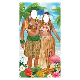 TOPJOWGA Party Decoration Hawaii, 180 x 90 cm Luau Couple Photo Support Photo Background, Luau Photo Stand Background, Luau Couple Photo Support Banner, Hawaii Summer Beach Theme Decoration