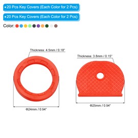 PATIKIL Key Cover & Key Cap Set with 40 Tags and Identifier Cover Key Head Protector Key Accessories Vintage Office Plastic Rubber 10 Colors