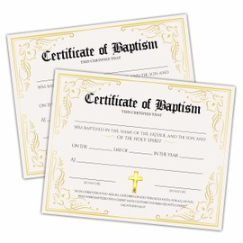 Baptism Certificates, Baptism Certificates for Church, Baby Dedication Certificates, Modern Golden Certificates for Baptism Supplies for Baby Boy Girl, Certificates of Recognition dd10