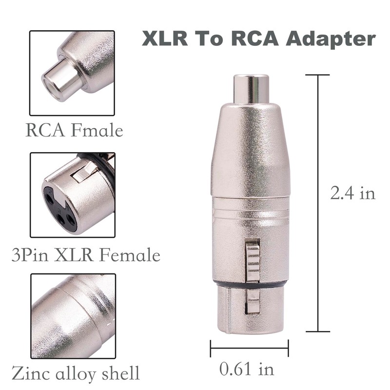 HUALEU 2Pack XLR Female to RCA Female Adapter Converter, Gender