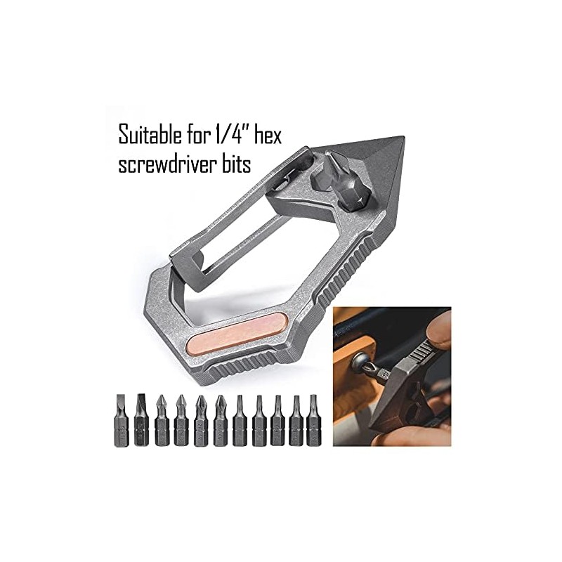 KeyUnity Titanium 7-in-1 Multitool Carabiner Keychain - Wrench, Screw Bit