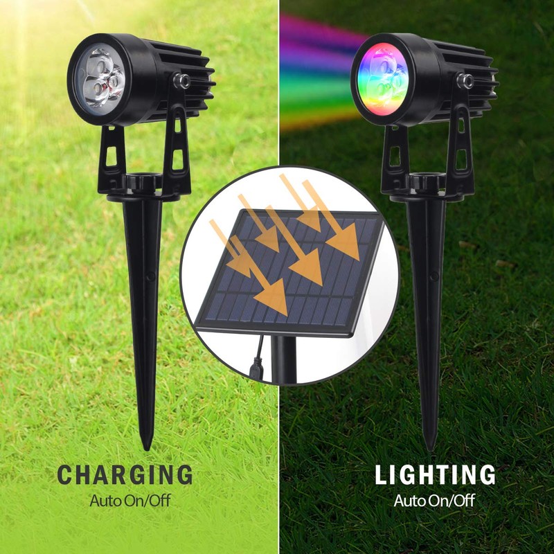 T-SUN RGB Solar Spotlights Outdoor, 5W Solar Lights with 4