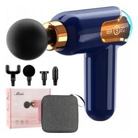 CRONOS Mini Massage Gun - Suitable for All Body Parts - 4 End Pieces - 9 Massage Intensity Levels - Colour Dark Blue