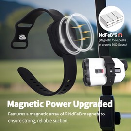 Range Finder Magnetic Strap - Adjustable Range Finder Holder with Upgraded Stronger Magnets & Silicone, Universal Magnetic Strap for Golf Cart Rail/Bar/Frame, Easy Access & Clean (Black)