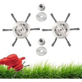JAMSSOW 2 Pcs Steel Wire Grass Trimmer Head, 6 inchs Universal Solid Steel Wire Brush Strimmer Head, Strimmer Attachments for Lawn Rotating Replacement Tool, Garden Moss Rust Weed Removal(6 Head)