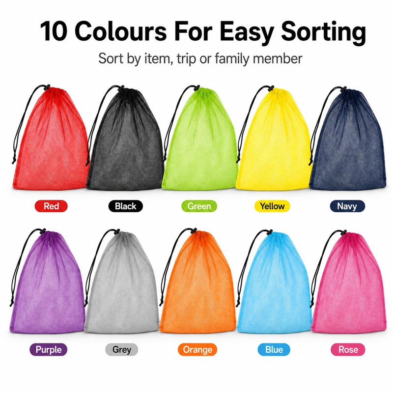 Squliicayy 10Pcs Mesh Drawstring Bags 35 x 40 cm