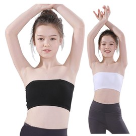 InSomila Tube Top Strap for Kids, Juniors, with Cup, Stays in Place, Doesn't Fall Out, Dance Bra, Transparent Strap, Wireless, Bare Top, Kids, Belly Dance, Inner, white