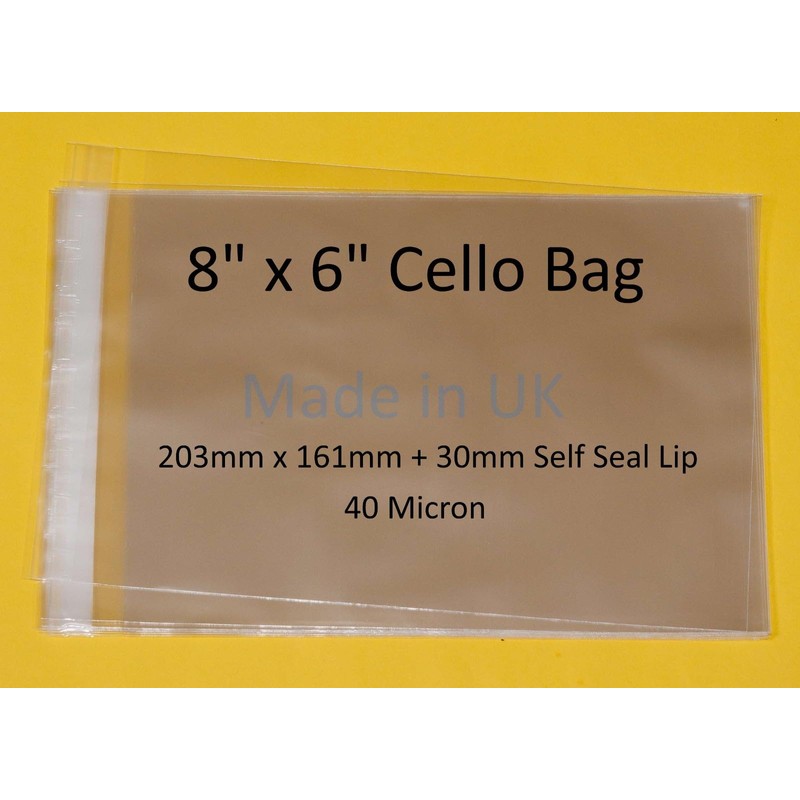 celloexpress 8" x 6" Photograph Cellophane Display Bags Self Seal