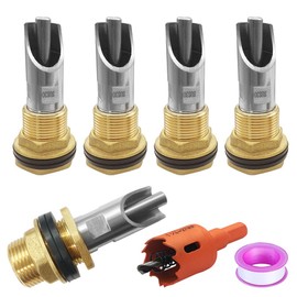 BesNPT 5 Sets Automatic Stainless Steel Pig Nipple Drinkers Kit with Brass Water Tank Connectors and Hole Openers for Pigs Swine Piglets