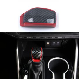 Xodouhi Gear Shift Knob Cover Head Cover Sticker Trim Interior Decoration Fit for Toyota Rav4 2019 2020 2021/ Highlander 2020 2021 2022 (Red Carbon Fibre)