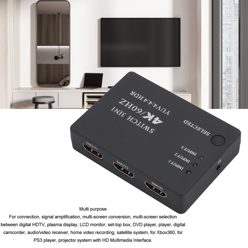 3 in 1 Out HD Multimedia Interface Switch 4K 60HZ