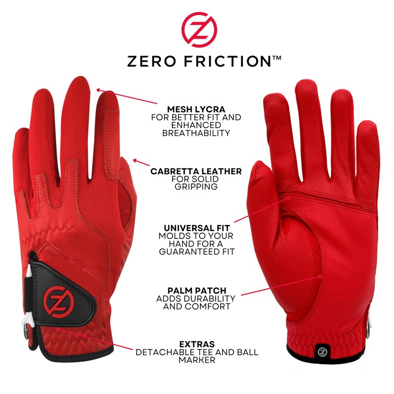 Zero Friction Men's Cabretta Elite Left Hand Golf Glove, One