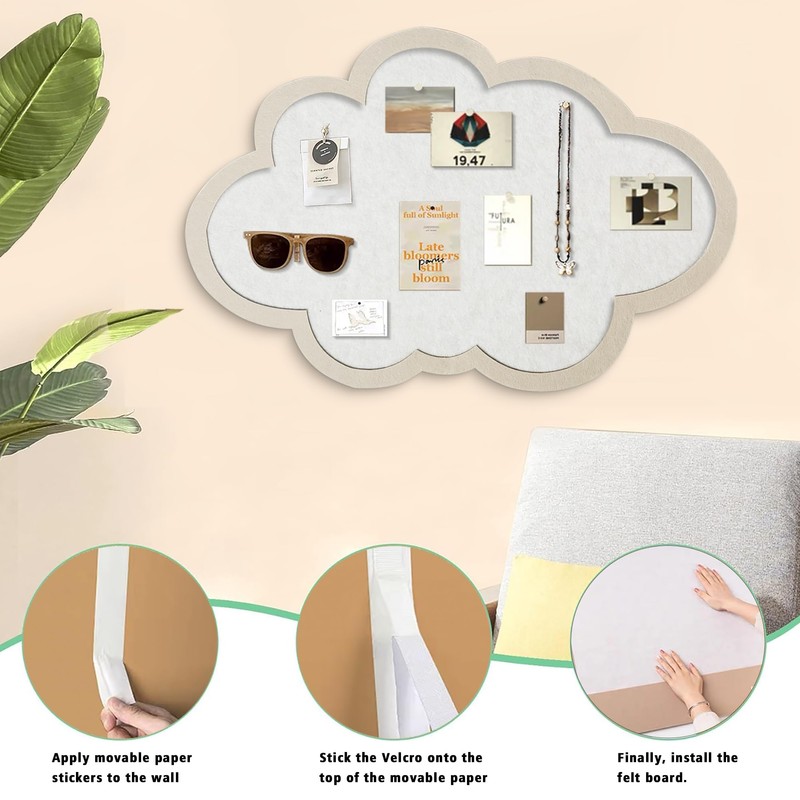 LIYAOLI Felt Bulletin Board 16x24 Inch - Cloud-Shaped Polyester Fiber