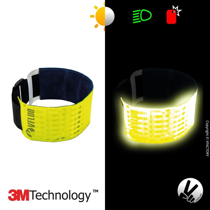 VFLUO ARMTECH™, Retro reflective + Fluorescent armband, adjustable and elastic,