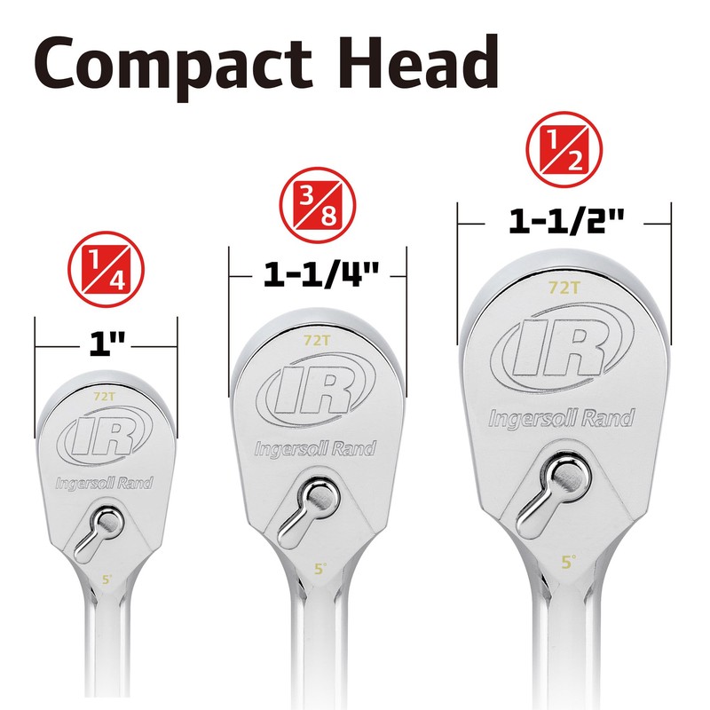 Ingersoll Rand 1/4-Inch Drive Ratchet Handle, 72-Tooth, Chrome Vanadium Steel,