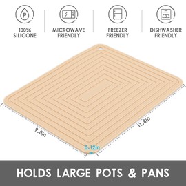 Smithcraft Beige Silicone Trivets for Hot Dishes Pots and Pans, Hot Pads for Kitchen, Rectangler Silicone Pot Holders, Heat Resistant Mat for Quartz Countertops, Multipurpose Silicone Trivet Mat Set 2
