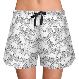 vvfelixl Sleep Shorts Dog French Bulldog Pajama Shorts With Pockets Sleepwear Pants For Women S