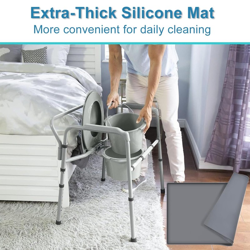 Bedside Commodes Mat Portable Bedside Toilet Mat with Raised Edge,