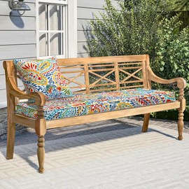 Melody Elephant Outdoor Bench Cushion, Bench Furniture Cushion 48x18x3 Inch, Porch Swing Cushions for Home Garden Loveseat Couch Sofa Glider, Paisley Multi