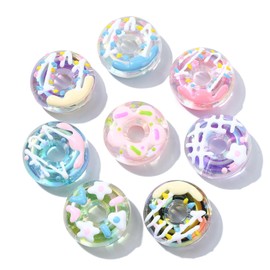 DanLingJewelry 12Pcs 3D Bumpy Donut Acrylic Focal Beads Imitation Doughnut Food Beads for Pen Keychain Bracelet Jewellery Making