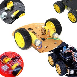 Stemedu TT Motor Electric Gearbox 200RPM 3-6V Dual Shaft Geared Magnetic Motors with Plastic Tire Wheel Ratio 1:48 DC Motor for Arduino Car Chassis (Pack of 2 Sets)