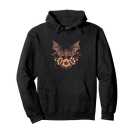 Cottagecore Bat Flowers Whimsical Vintage Pullover Hoodie