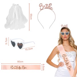 Set of 4 Jga Accessories Women Set Bride To Be Sash Sunglasses Bride To Be Sash and Veil Stag Night Women Decoration for Bachelorette Party and Wedding Photography