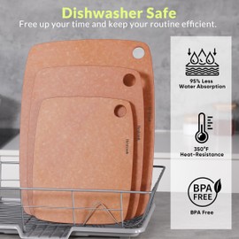 Wood Fiber Cutting Board for Kitchen - High Density, Non-Porous, BPA-Free, Reversible Chopping Board, Dishwasher Safe, Knife-Friendly Cutting Board for Meat, Bread, Fruit, 17.3" x 12.8", Wooden