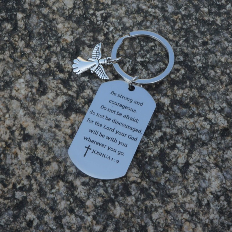 Inspirational Scripture Keychain with Angel Pendant - Bible Verse Key