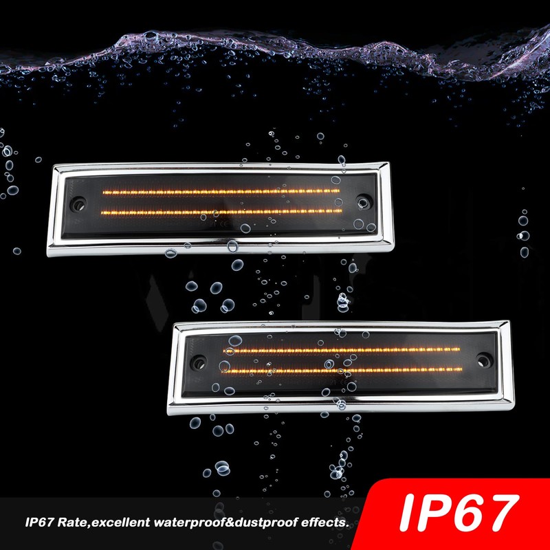 KEEGTBOX LED Side Fender Marker Lights Compatible with 1981-1991 Chevy