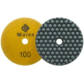 Waies 100 mm Grit 100 Diamond Sanding Pad for Dry Grinding Velcro Absorption for Granite Stone Concrete Marble Floor Grinder or Polisher