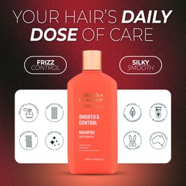 thanks to nature Smooth and Control Shampoo 500 mL- Womens Shampoo for Smooth and Shiny Hair