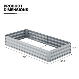 MoNiBloom Garden Beds for Vegetables 71"x37"x12" Large Heavy Metal Planter Box Steel Kit for Outdoor Flowers Herb Ground Planter Box Bed Kit, Silver