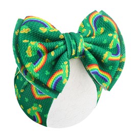 ONENINEDREAM 7” Xmas St Patricks Baby Girl Bows Green Shamrock Rainbow Headbands Soft Tied Hairband with Bows for Infant Newborn St Patricks Day Hair Accessories
