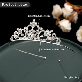 Yheahin Sparkling Crystal Pearl Tiara and Crown Elegant Rhinestone Heart Shape Princess Crown Wedding Birthday Party Headpiece Costume Hair Accessories for Girls (Crystal - Silver)