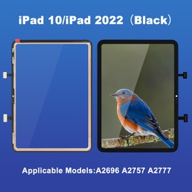 NB+ NB+ Touchscreen Digitizer f1r iPad 10 Display 10,9 Zoll, iPad 2022(A2696 A2757 A2777) Generation, mit Werkzeug Set, mit Vorab klebender(Schwarz)
