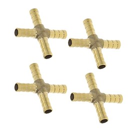 1/4" ID Brass Barb Splicer Fitting 4 Ways Brass Cross Barb Fitting,Branch 4-Way to connect hose Fittings (Pack of4)
