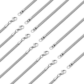 Stino - 7 cadenas de acero inoxidable sin giro para hacer joyas, collar de plata a granel, Figaro, serpiente, cuerda, rolo, 50.8 cm (20 pulgadas9, Acero inoxidable, Sin piedra preciosa
