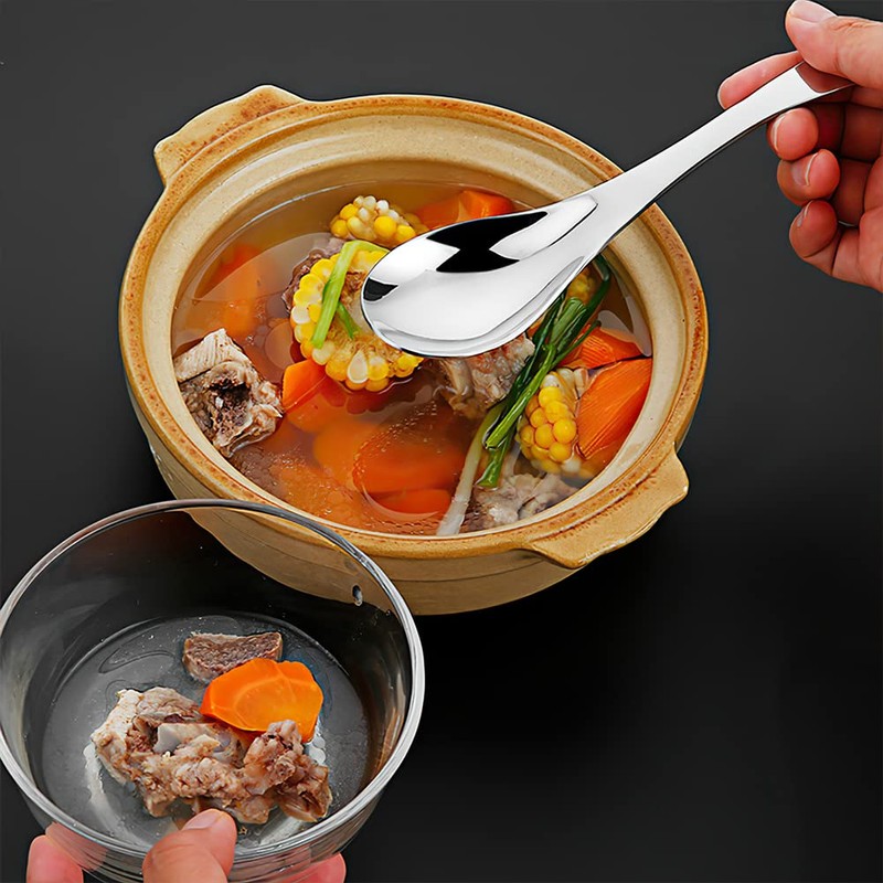 6 PCS Soup Spoons,Stainless Steel Table Spoons for Rice Soup,Thick