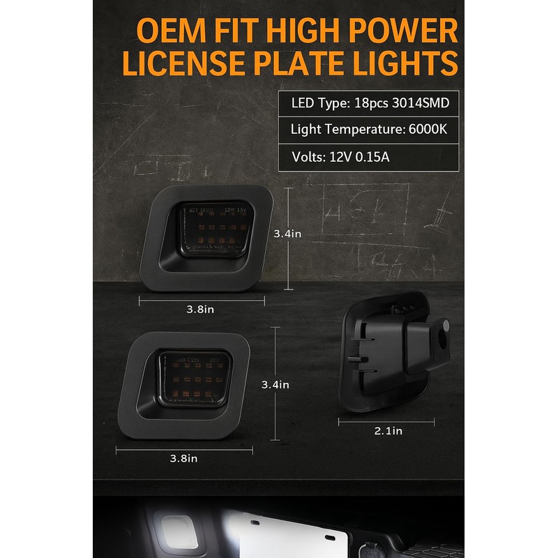 Aunvista LED License Plate Light Accessories For 2003-2018 Dodge Ram