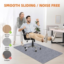 HomeMall Office Chair Mat for Hardwood and Tile Floor, Computer Chair Mat, Non-Slip Floor Protector Rug Carpet, Non-Curve, Under Desk Mat for Rolling Chair, Light Grey(48"x36")