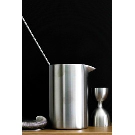 Amehla Metal Cocktail Mixing Glass - 18oz Stainless Steel Double Walled Insulated Metal Bar Bartending Mixing Pitcher (Brushed)