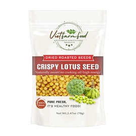 CRISPY ROASTED LOTUS SPEEDS 2.47 Oz (70g) VIETFARMFOOD: Dry Roasted Without Salt, Instant Food Made From 100% Pure Seeds, Retains The Flavor, no Added Sugar, no Sulfur. Convenient Gift or Snack.