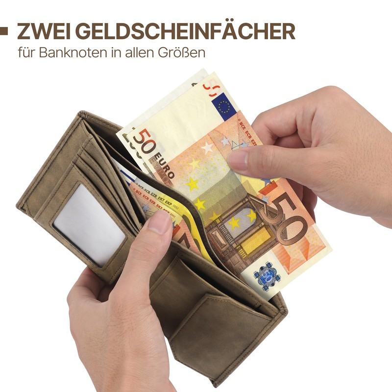 TENBST Men's Wallet with RFID Protection, Wallet with Coin Compartment,