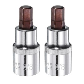 sourcing map 2pcs 3/8" Hex Bit Socket 1/2" Square Drive SAE Extension Impact Bit Power Nut Driver Set S2 & CR-V Steel Socket Ratchet Wrench Bits