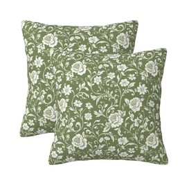 KiuLoam Sage Green Floral Pillow Covers 20x20 Set of 2 Spring Country Vintage Flower Decorative Throw Pillow Covers Outdoor Sofa Pillow Cases Farmhouse Cushion Covers Home Couch Bed Decor
